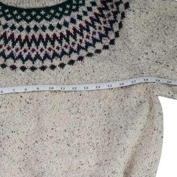 Vintage Northern Reflections Cream Green Burgundy Wool Cotton Fair Isle Sweater - Picture 8 of 8